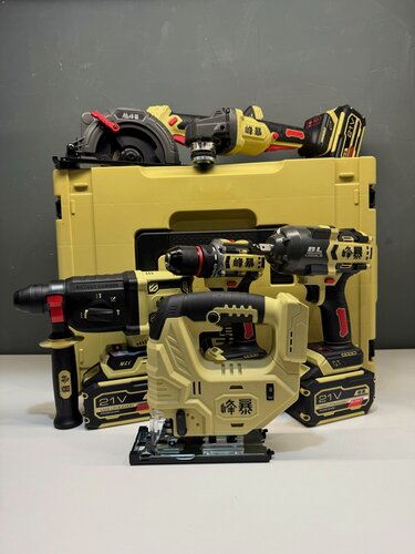 Изображение товара Feng Bao 6 в 1 набор электроинструмента, обновленный, перфоратор 05-24MAX, лобзик FB-8155, 4 акб, зарядка, кейс