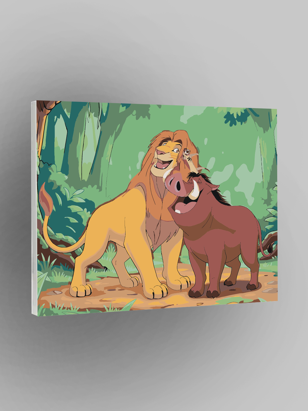 Картина по номерам "Король Лев: Симба и Пумба", мультфильмы, 40×50 см, раскраска на холсте, набор для рисования