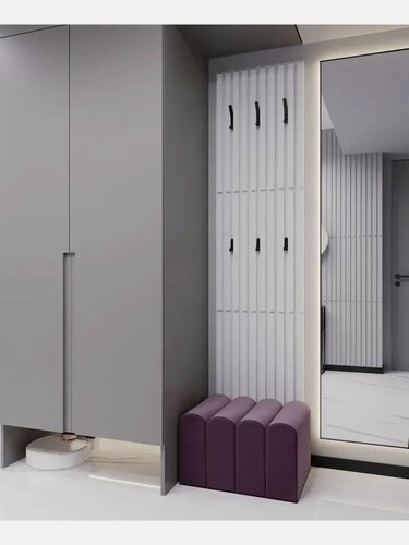 Изображение товара Настенная вешалка, 6 крючков, реечная, на белом фоне, белая, 2040x505x11 см