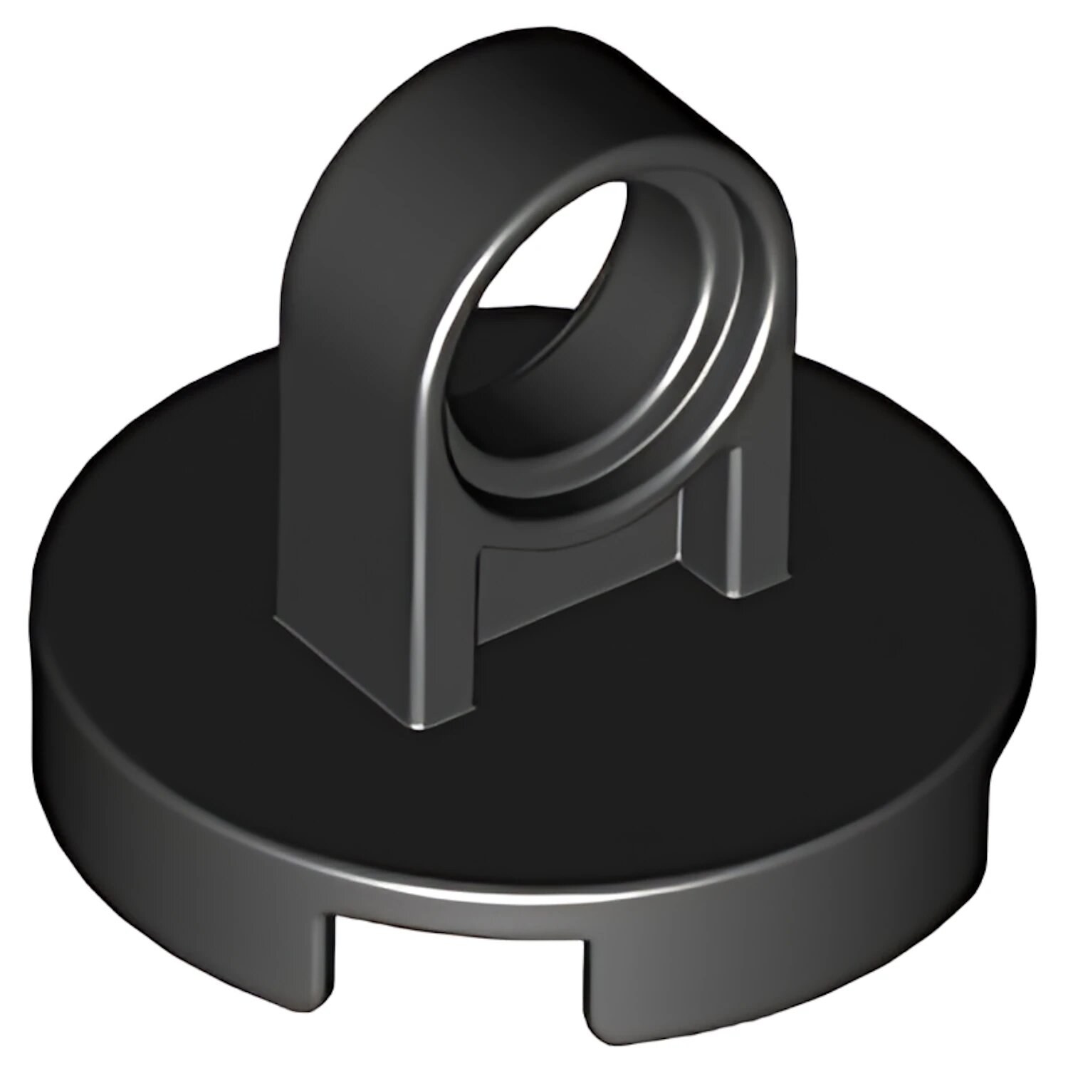 Деталь LEGO Lego Tile, Round 2 x 2 with Lifting Ring Thick and Bottom Stud Holder 74698 Black N