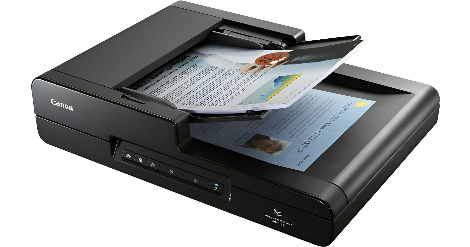 Документный сканер Canon imageFORMULA DR-F120 ADF + планшетный A4 для документов и фото