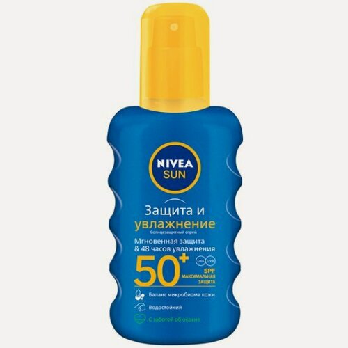 Изображение товара Солнцезащитный спрей для тела Nivea SUN Защита и увлажнение SPF 50+, водостойкий, 200 мл