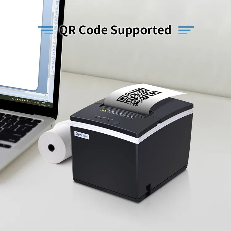 Принтер чеков Xprinter XP-E260L, автоотрезка, термопечать, USB/LAN, черный