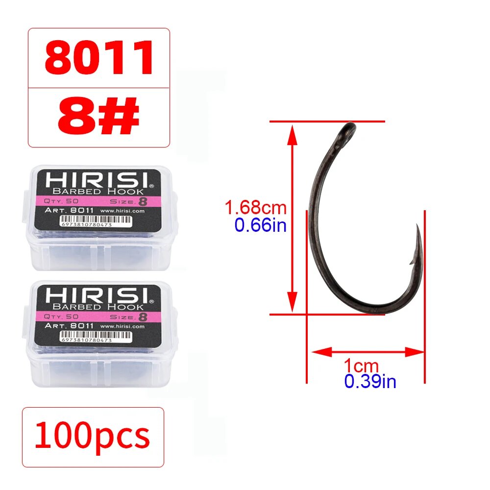 Hirisi Рыболовные крючки 8#, 100 шт