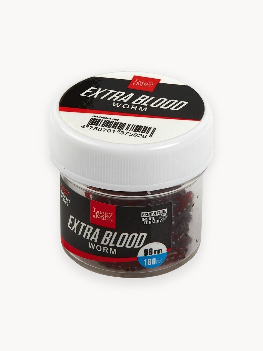 Насадки искусственные съедобные Lucky John Pro Series Extra Blood Worm XL мотыль 160 шт.