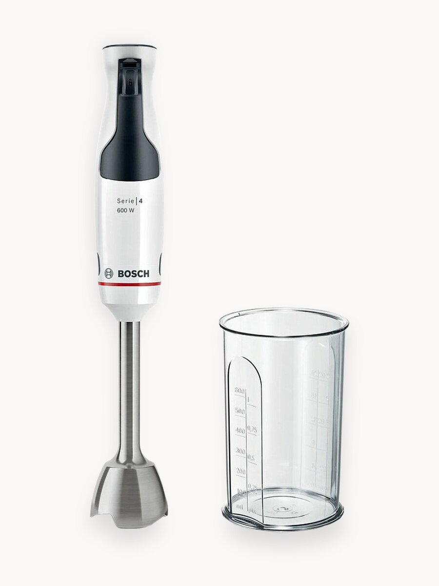 Блендер Bosch MSM4W210, погружной, металл, мощность 600Вт, цвет белый