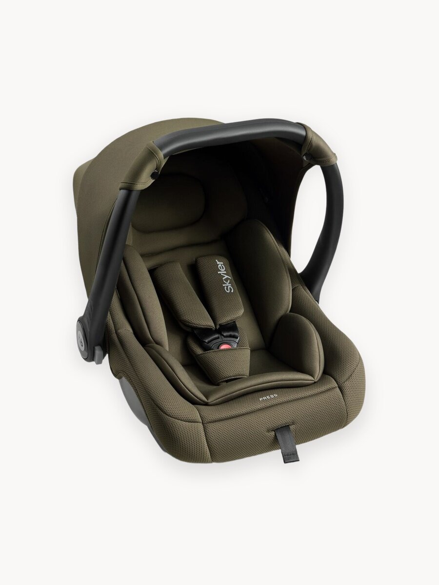 Автолюлька для новорожденных Happy Baby Skyler V2, с анатомическим вкладышем, группа 0+ (0-13 кг), темно-зеленая