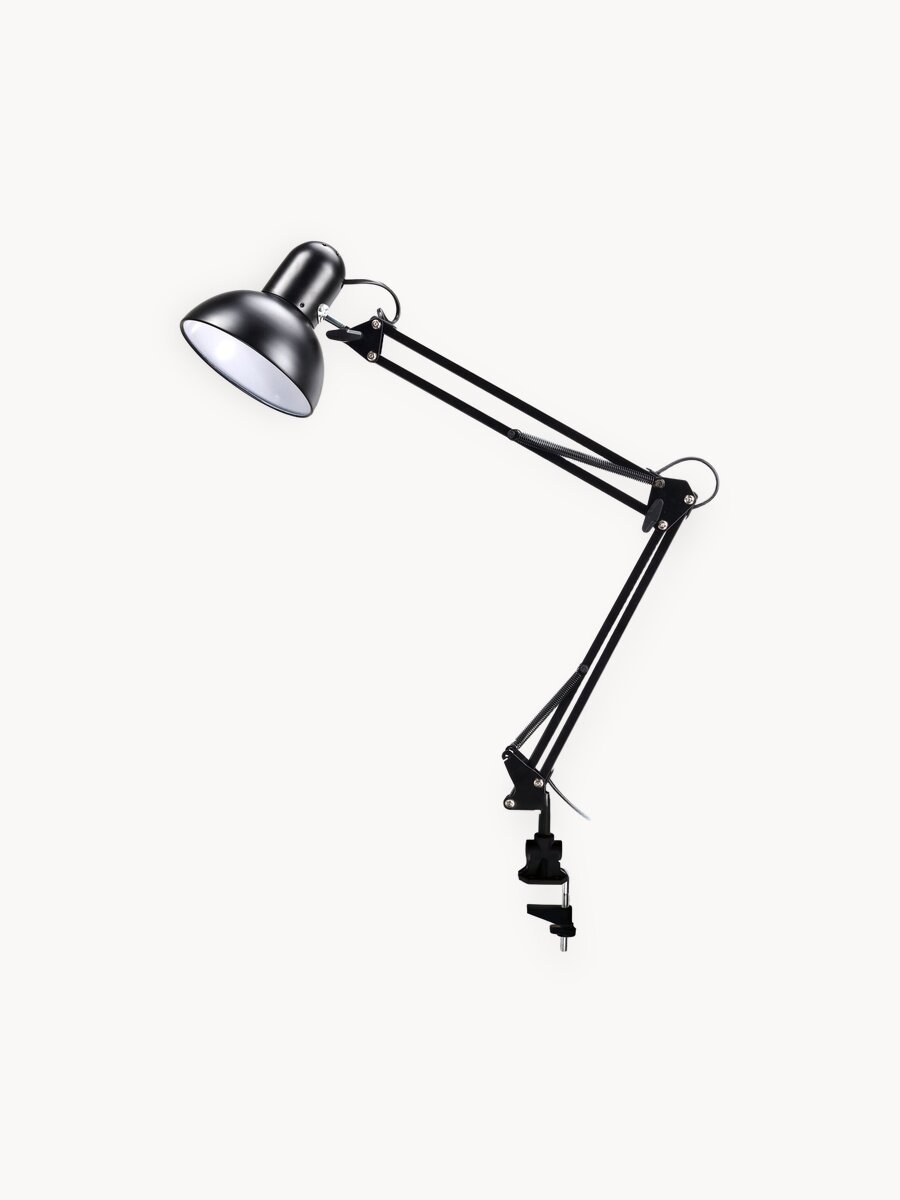 Лампа настольная Homsly с цоколем Е27, крепление струбцина, цвет корпуса матовый черный, TTL_002