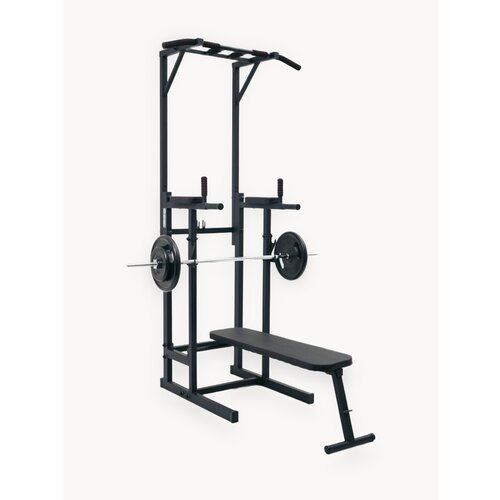 Турник, брусья, пресс 3 в 1 напольный со скамьей для жима и упорами под штангу