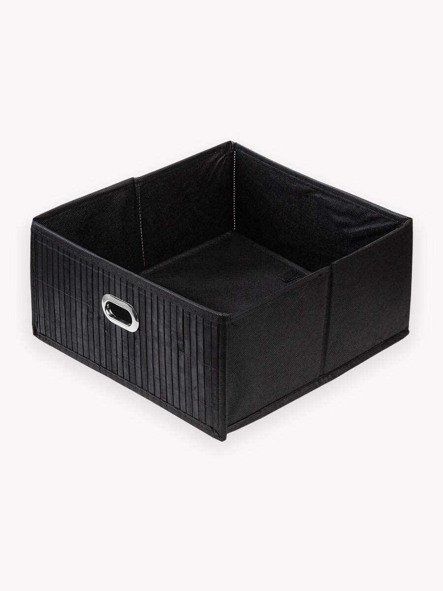 Органайзер для хранения, бамбук, черный, 31х31х15 см, корзина складная