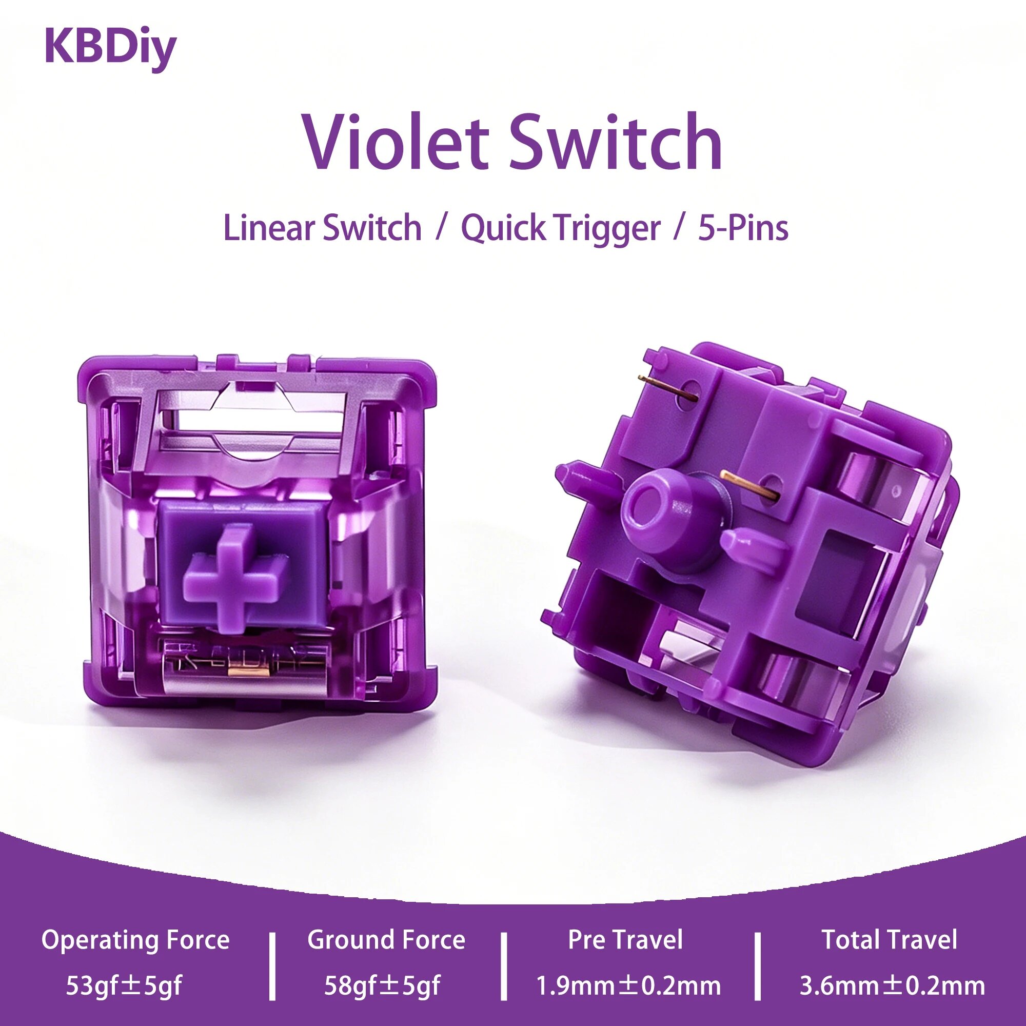 Переключатели KBDiy Violet Linear 53gf 5Pin 70PCS