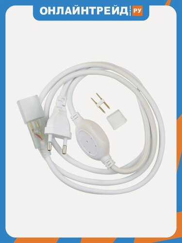 Изображение товара Провод электрический Uniel UCX-SP2/N21 WHITE 1 STICKER для светодиодных лент ULS-N21 NEON 220В, 8x16мм, 2 контакта. Цвет белый. TM .