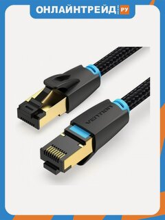 Изображение товара Патч-корд Vention прямой SFTP cat.8 RJ45 - 2м. Черный Тканевая оплетка