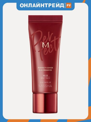 Изображение товара Тональный BB-крем Missha Perfect Cover BB Cream Rx SPF42, тон 23 натуральный бежевый, 20 мл
