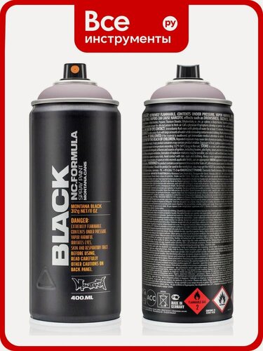 Изображение товара Краска MONTANA BLACK гат, 0.4 л 4210 BLK, для пластика и металла, быстро сохнущая, износостойкая, для стен и потолков
