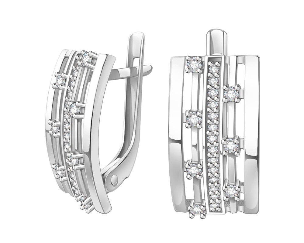 Серьги Эстет, серебро, 925 проба, фианит