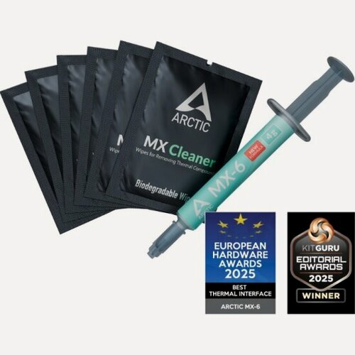 Изображение товара Термопаста Arctic MX-6 4г + 6 салфеток MX Cleaner (ACTCP00084A)