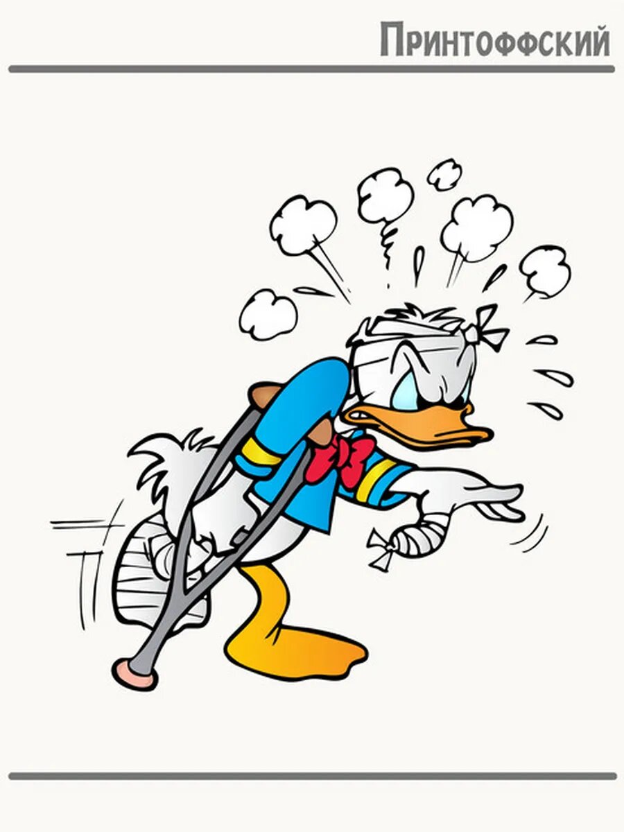 Термонаклейка для одежды и аксессуаров DTF-печать дональд дак инвалид disney