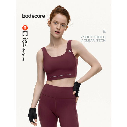 фото Топ спортивный bodycore из ткани soft touch с антибактериальной пропиткой, размер m, бордовый