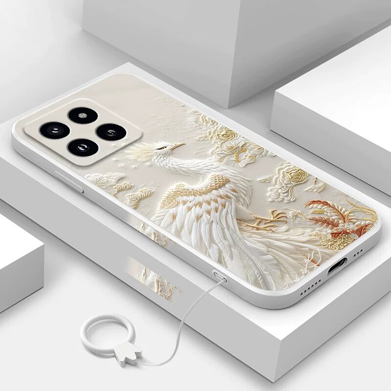Чехол для Xiaomi 12, Антично-белый цвет «Феникс в пустыне» с бесплатным защитным стеклом и шнуром
