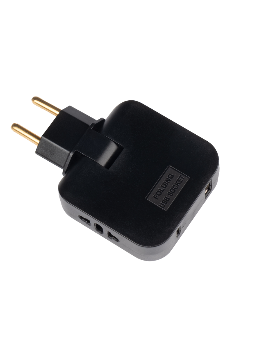 Разветвитель тройник ФАZА FAS-2AC-bk 2 розетки + 1 USB тип A + 1 USB тип C черный .5071018