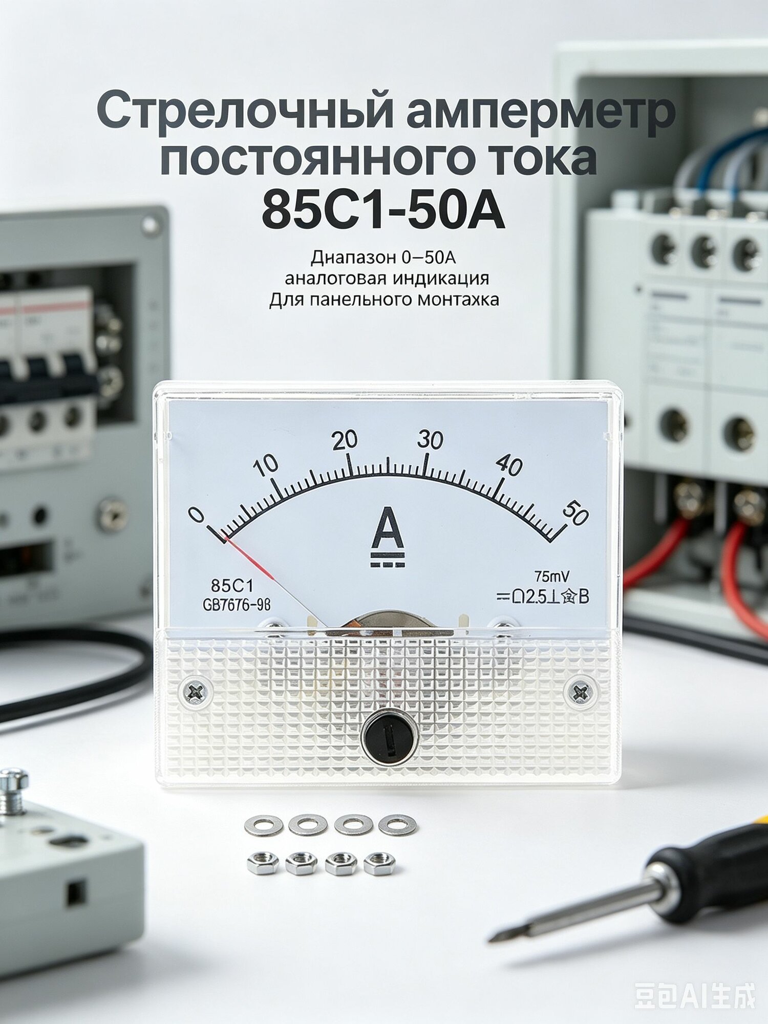 (1шт) Головка амперметра с указателем постоянного тока 85C1-50A