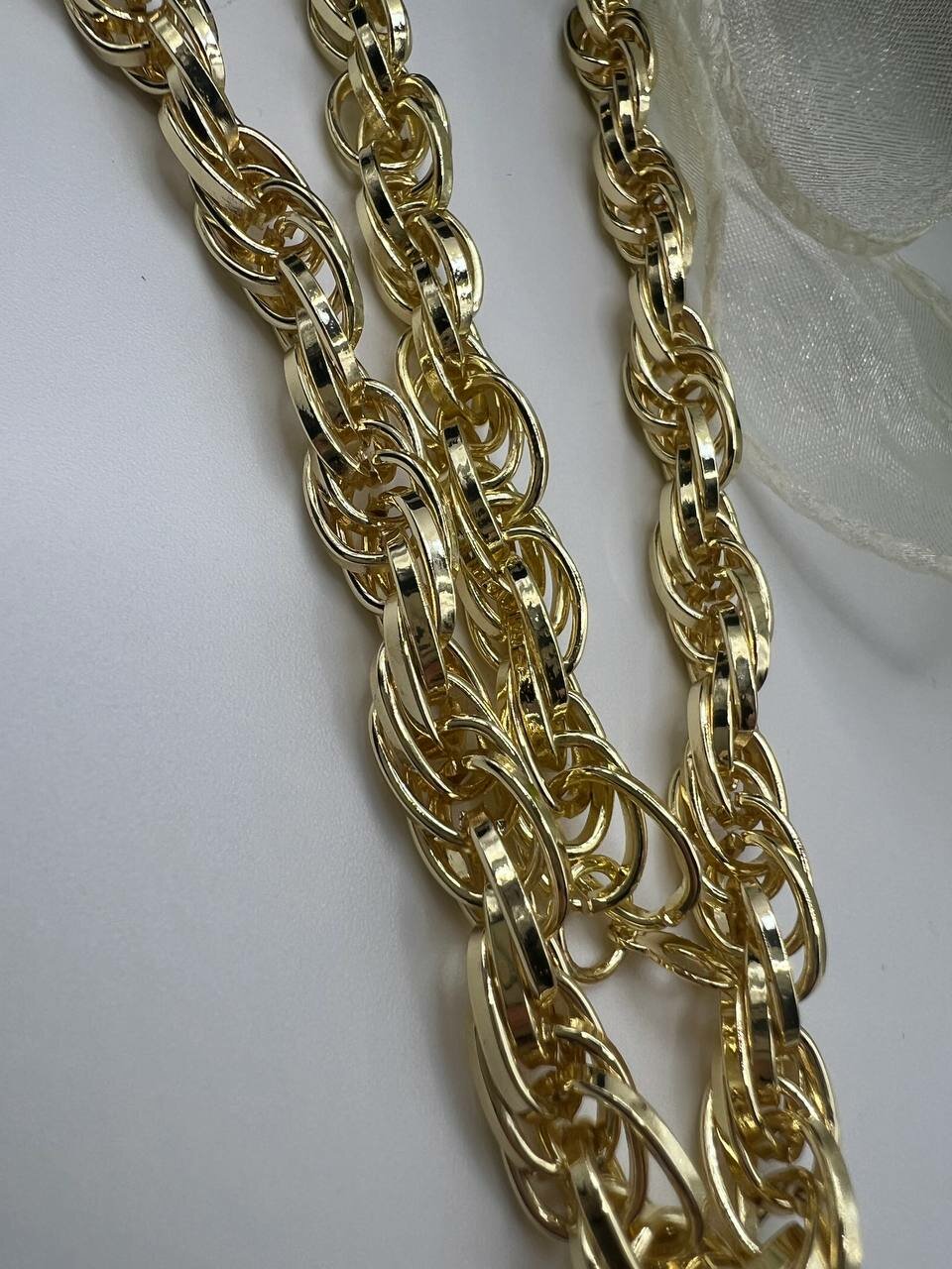 Комплект бижутерии: браслет, колье, размер кольца 19.5, размер браслета 19 см, размер колье/цепочки 50 см, золотистый — фото 1