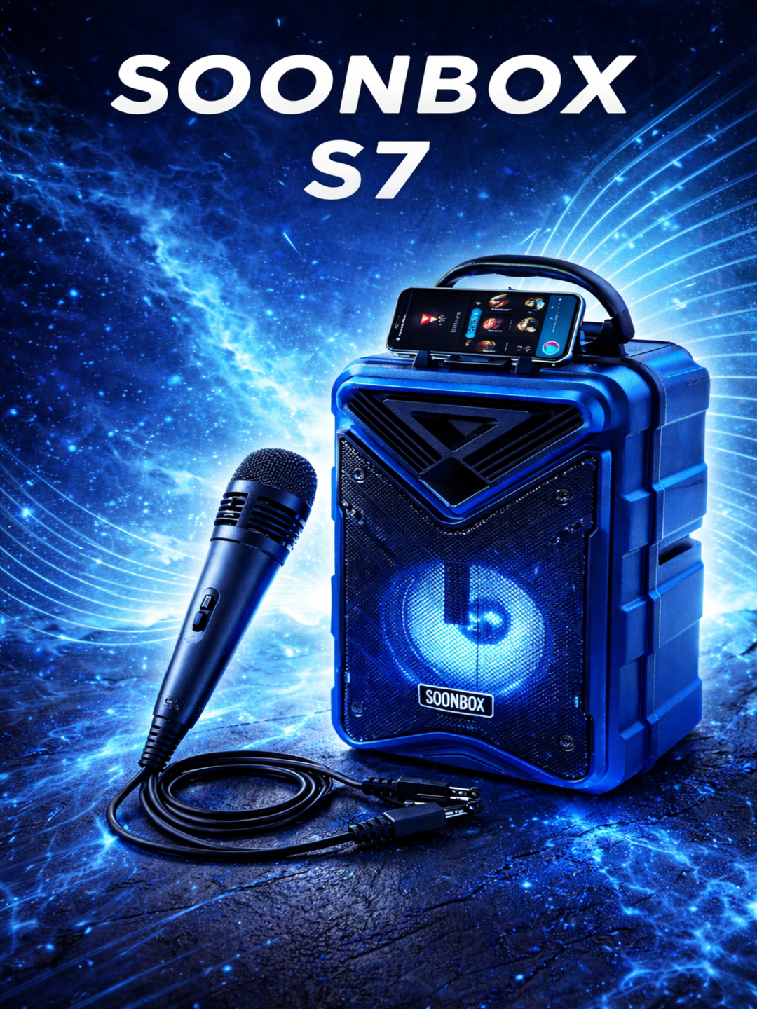 Караоке-колонка Soonbox S7, Bluetooth, FM-радио, микрофон, светодиодная подсветка