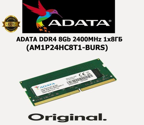 Изображение товара Оперативная память ADATA DDR4 8Gb 2400TMHz 1x8 ГБ (AM1P24HC8T1-BURS)