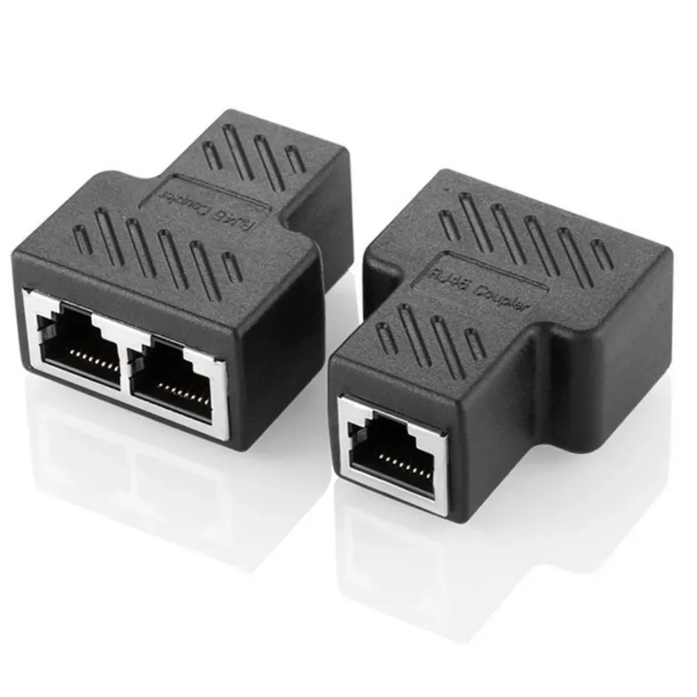 Разветвитель Shoptop RJ45, для интернет кабеля, черный, 2 шт.