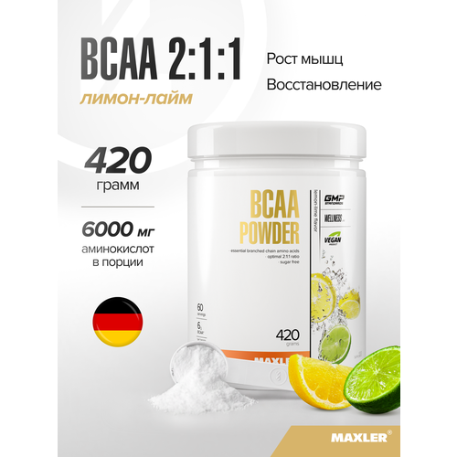 Аминокислотный комплекс Maxler BCAA Powder, лимон-лайм, 420 гр.