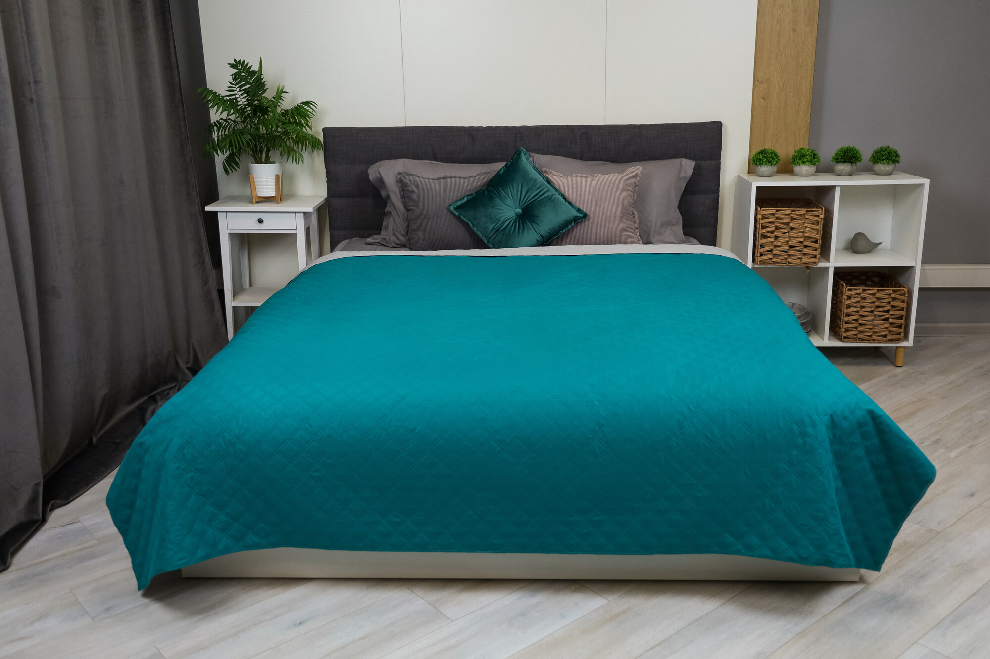 Покрывало 200х220 ультрастеп двустороннее, бирюзовый, 23 Линия