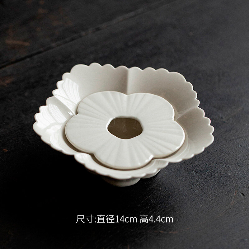 Керамический водосборник Мияню с растительной золой, керамический поднос для чая в форме цветка ручной работы, небольшой поднос для сухого заваривания для домашнего использования, для мастерской по уходу за чайниками, чай кунг-фу.