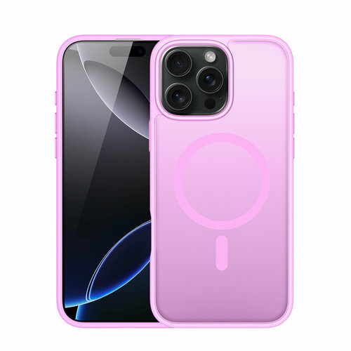 фото Защитный матовый чехол розового цвета (rose pink) с magsafe для iphone 16 pro max, серия yind series от dux ducis