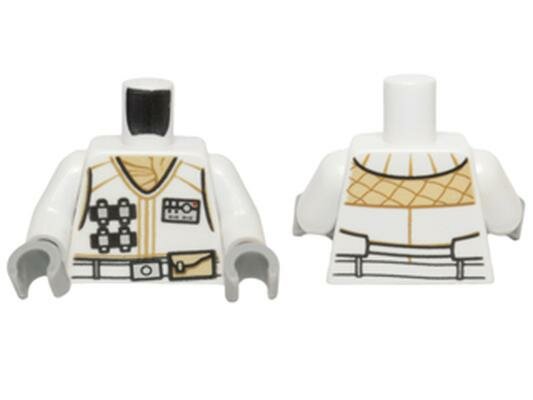 Деталь Lego 973pb2115c01 Torso SW Hoth Rebel Vest with ID Badge, Utility Belt and Tan Scarf Pattern / White Arms / Light Bluish Gray Hands