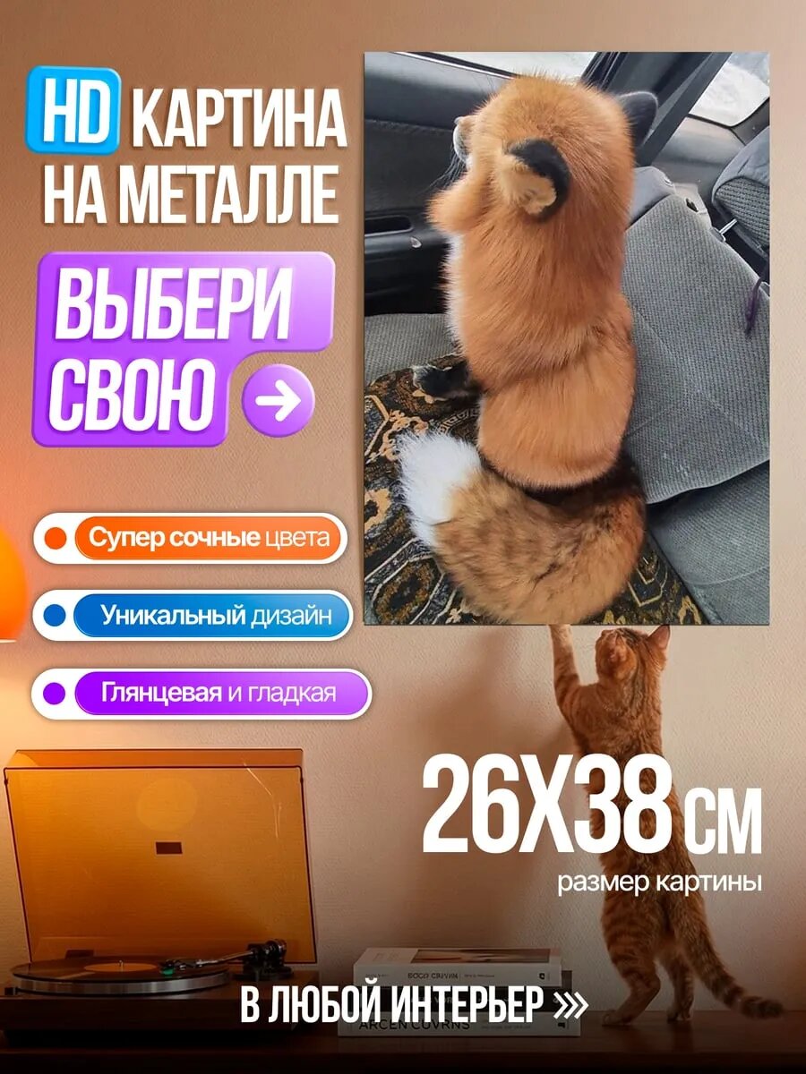 Картина на HD металле Лисенок на сиденье