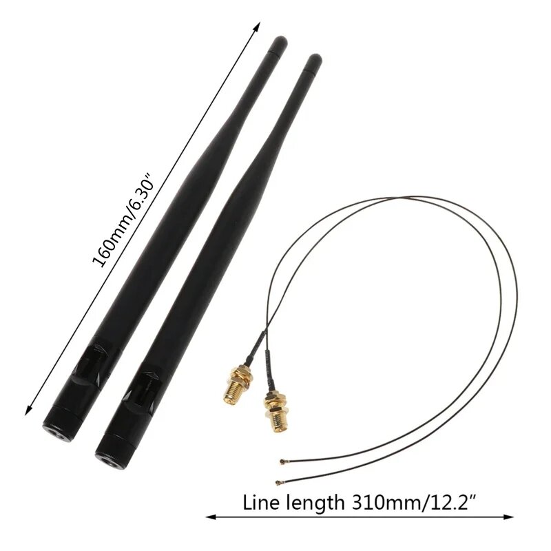 2x 6 дБи M.2 IPEX MHF4 U.fl Кабель для RP-SMA Wi-Fi Антенный сигнальный кабель Набор AC 9260 9560 8265 8260 7265 7260 NG-FF M.2
