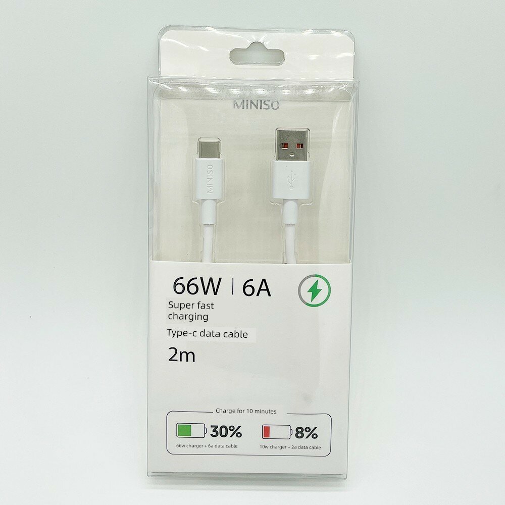 MINISO Кабель Type-C 1м 6A TPE супербыстрая зарядка USB для телефона