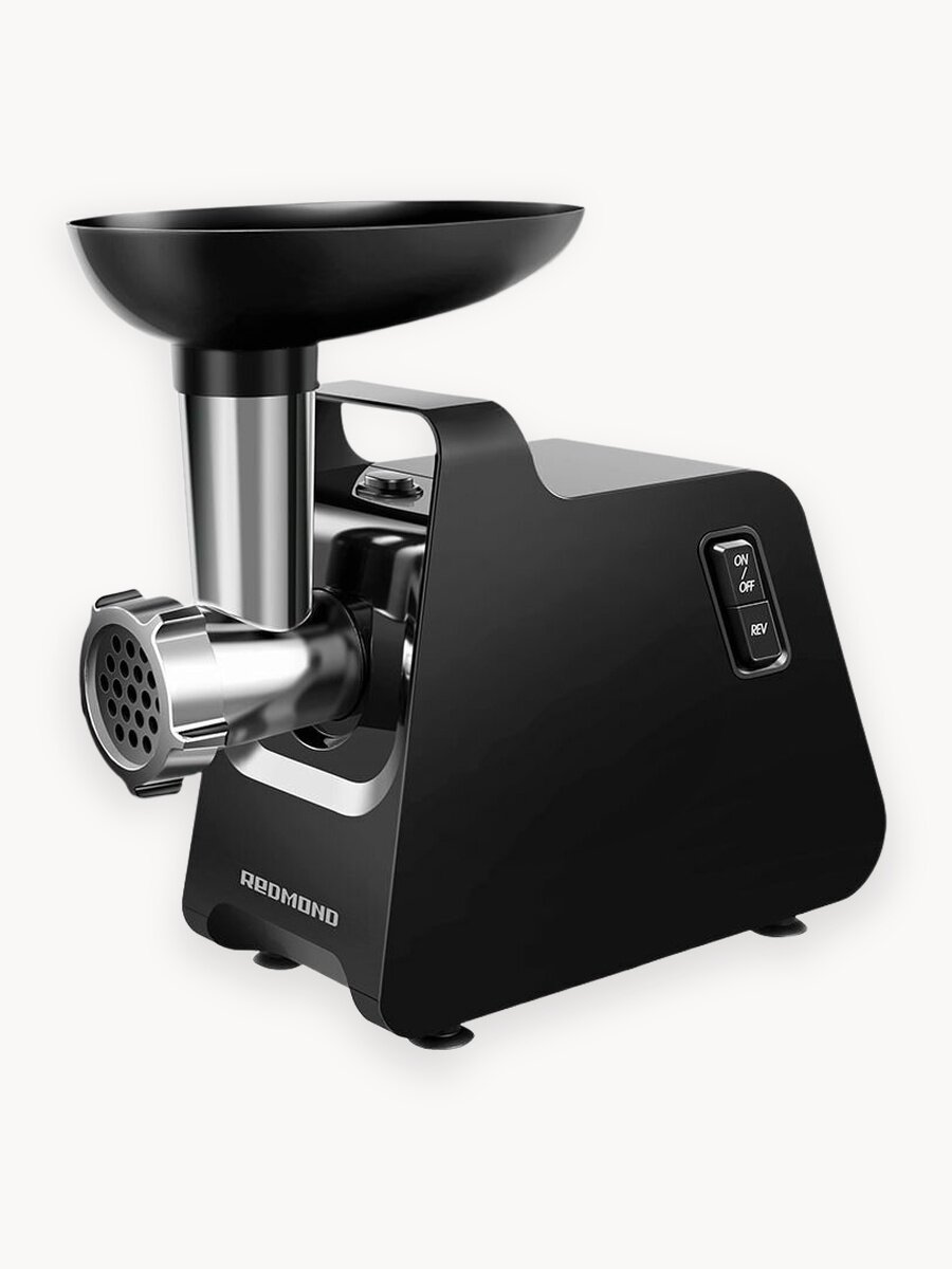 Мясорубка электрическая Redmond RMG-1241-6, 1340 Вт, производительность 2 кг/мин, реверс, 7 насадок, реверс, черный