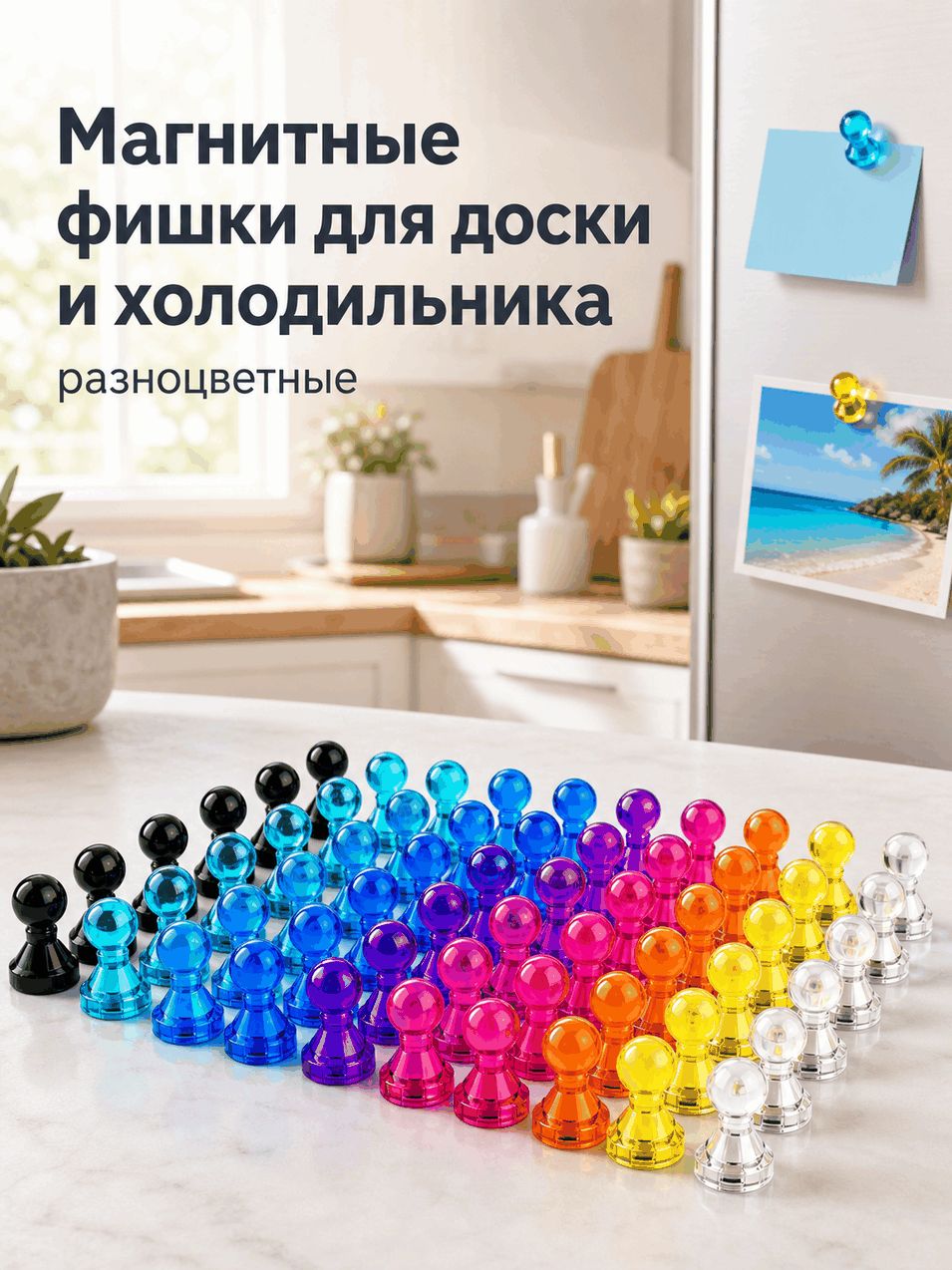 Магнитные фишки для доски и холодильника, 40 шт, разноцветные, 11x17 мм-