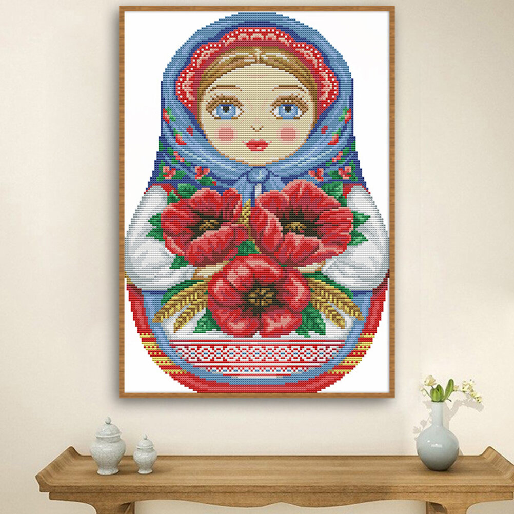 Набор Вышивки С Преднапечатанным Рисунком Для Handmade 1 Шт Матрешка 41x30cm