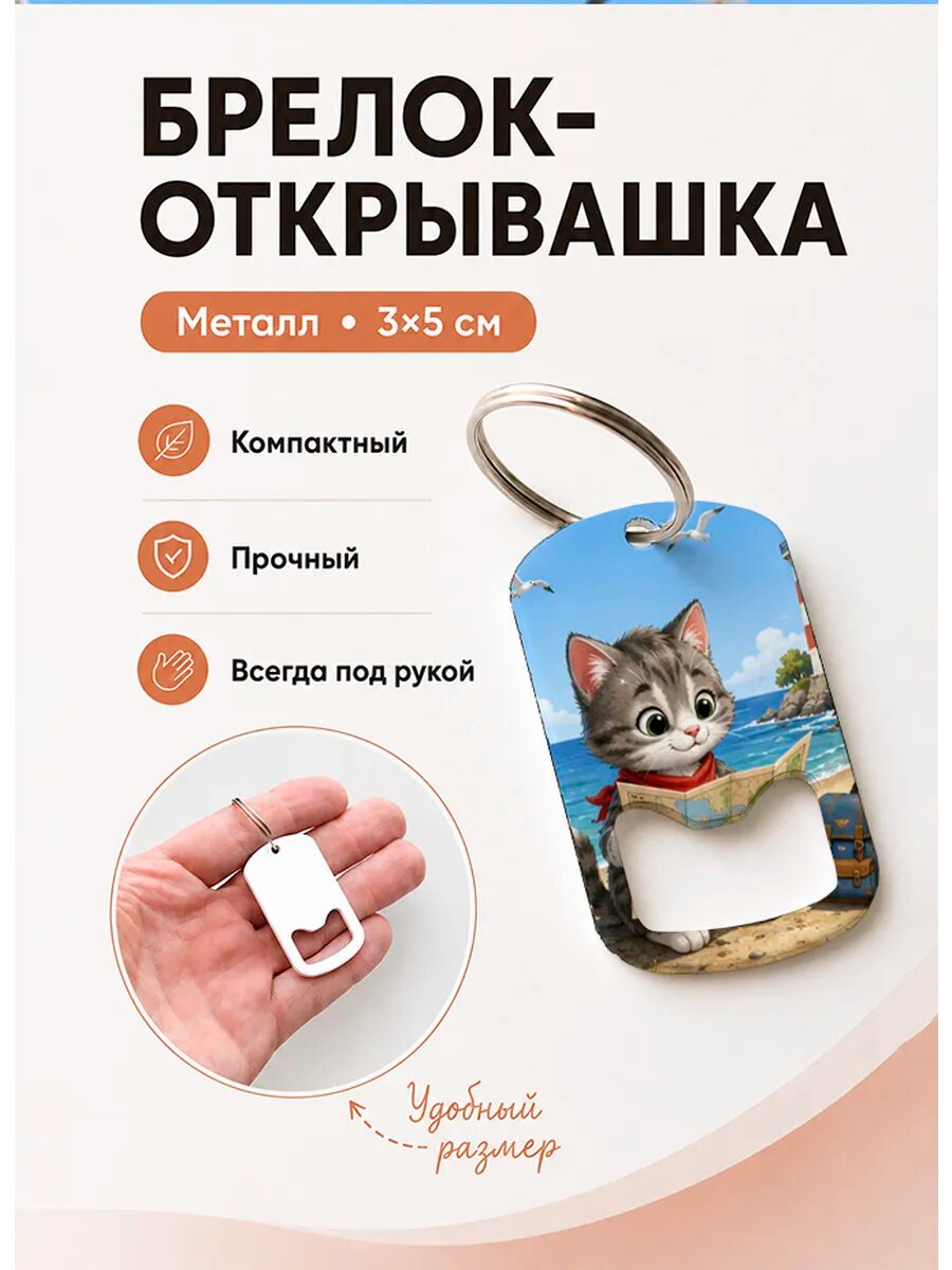 Брелок открывашка "Котёнок с Картой"