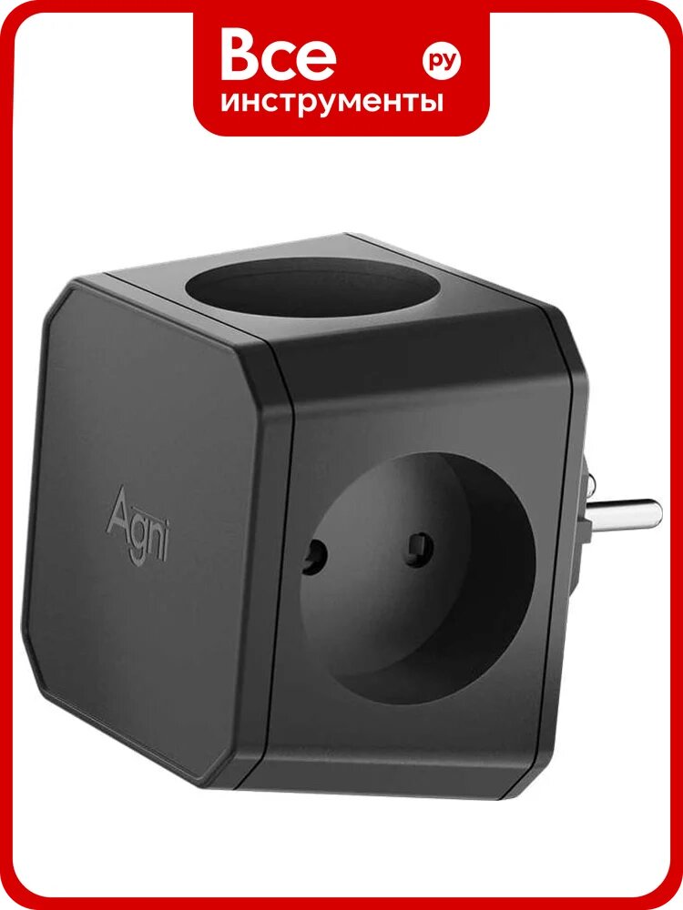 Разветвитель на 4 розетки AGNI чёрный TP-WJ4E-black