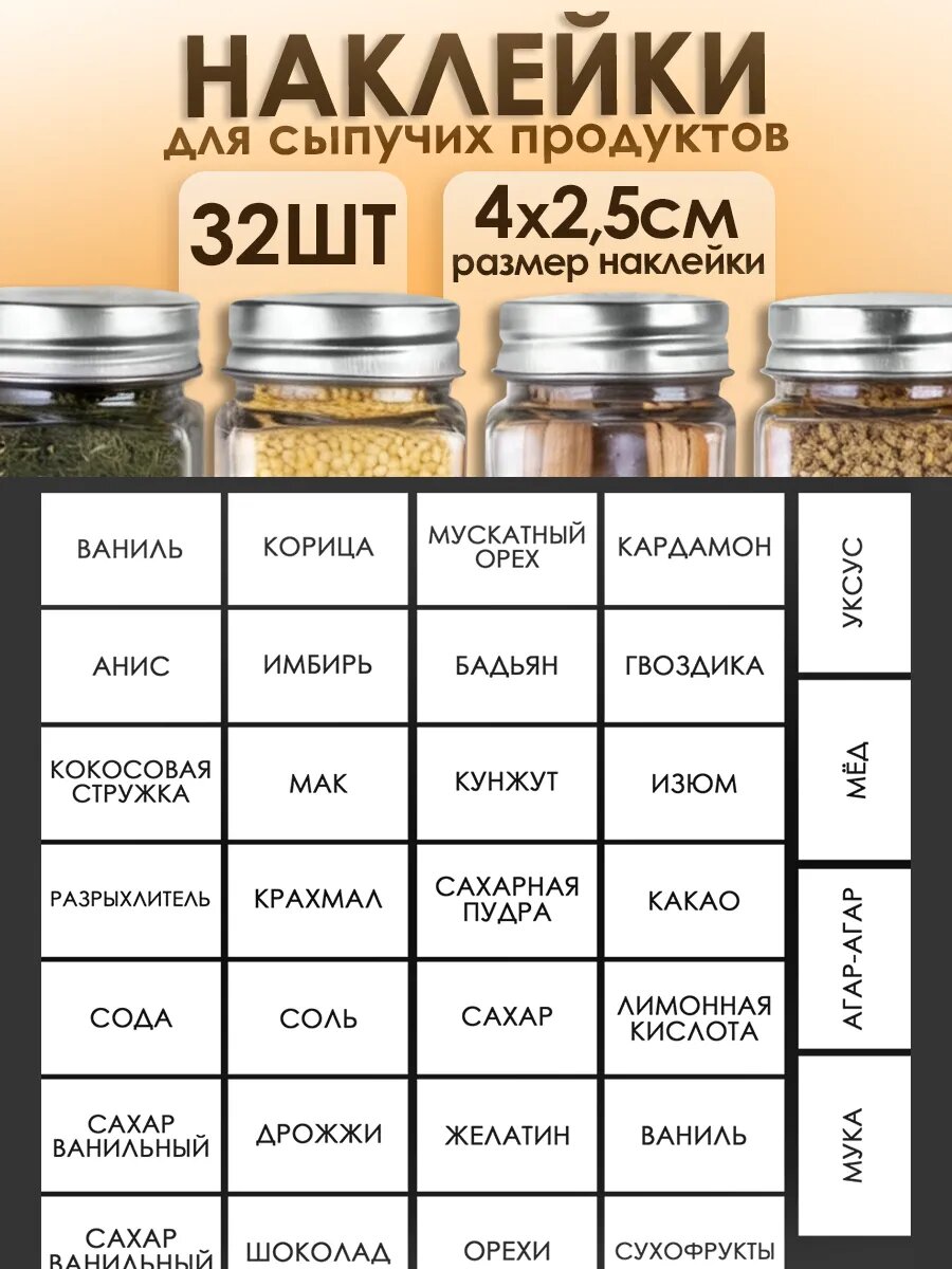 Наклейки для специй на баночки