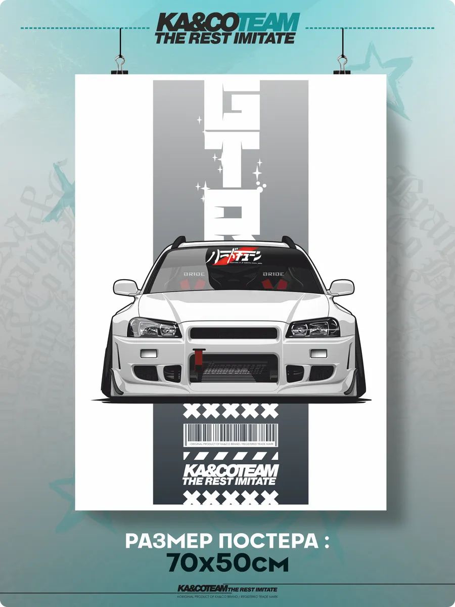 Плакат на стену постер интерьерный JDM Nissan GT R