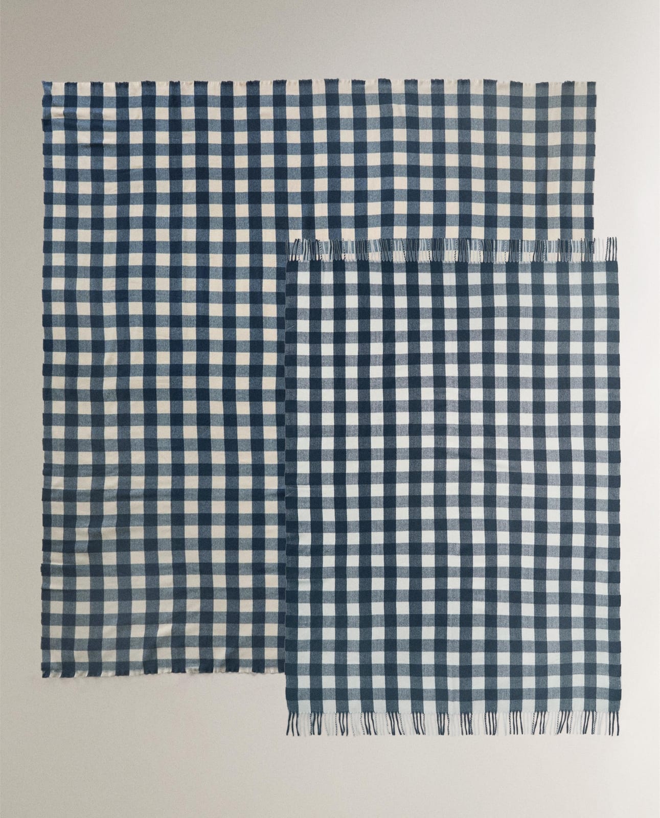 Плед ZARA HOME в клетку с бахромой, синий, 220 x 240 см 3144/004/400-24
