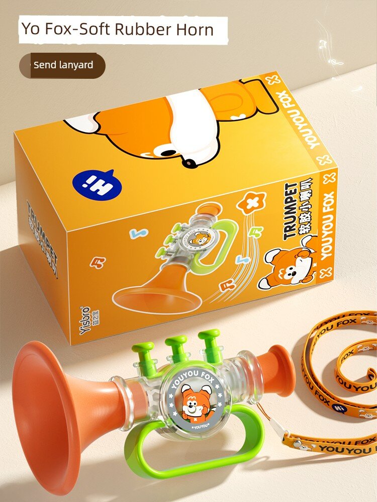 Yoyo Fox Мягкий резиновый улучшенный набор мини-свистка и рожка с цветной коробкой и шнуром на шею