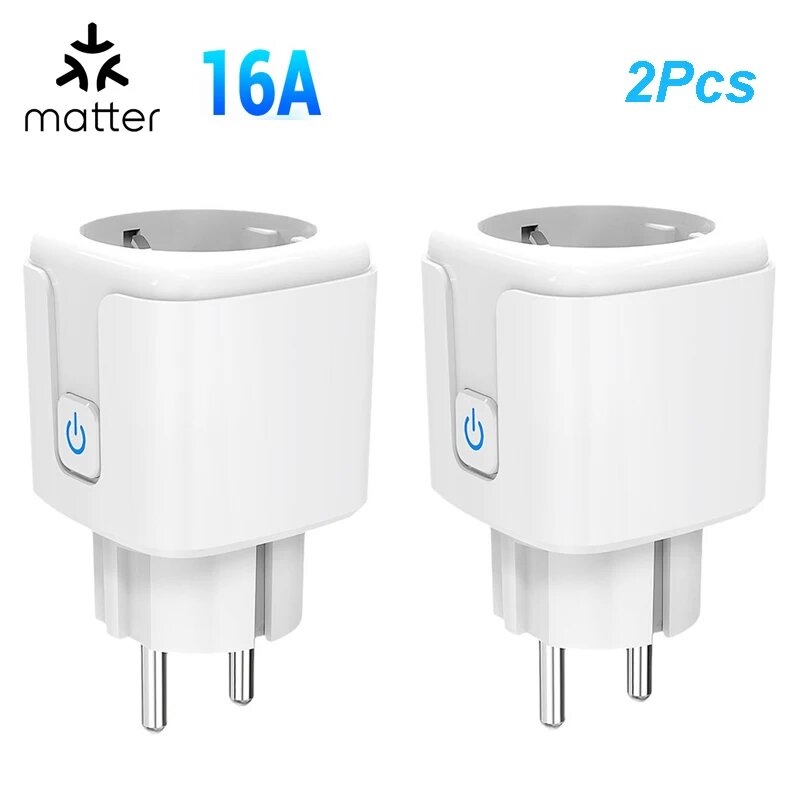 Matter умная Wi-Fi розетка с мониторингом энергопотребления Matter 16A 2Pcs