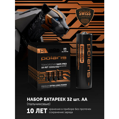 фото Батарейки щелочные пальчиковые polaris pb aa (lr6) (32шт) premium