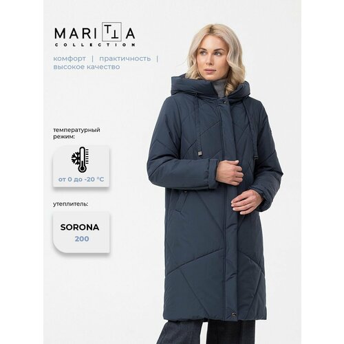 фото Пальто maritta осень-зима 2025, размер 34, темно-синий